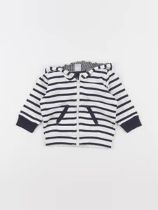 Petit Bateau - sweat blanc, bleu - 6 mois