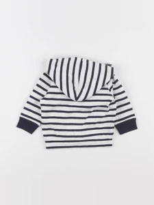 Petit Bateau - sweat blanc, bleu - 6 mois