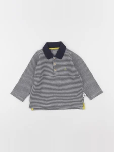 Petit Bateau - polo blanc, bleu - 12 mois
