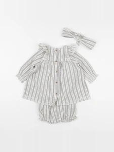 Vertbaudet - ensemble gris, beige - 6 mois