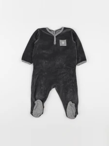 Petit Bateau - pyjama velours gris - 12 mois
