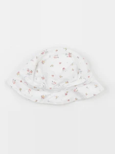 Vertbaudet - chapeau blanc, rose - 3/6 mois