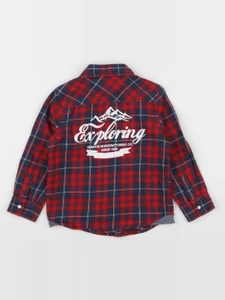 Vertbaudet - chemise imprimé au dos rouge, bleu - 4 ans