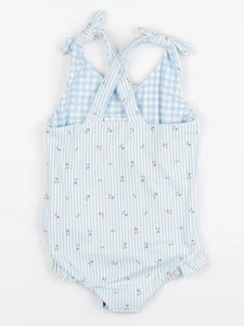 Vertbaudet - maillot de bain réversible bleu, blanc - 24 mois