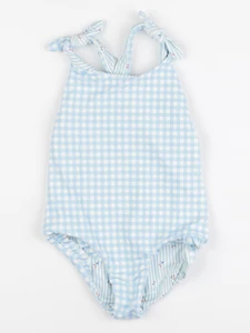 Vertbaudet - maillot de bain réversible bleu, blanc - 24 mois