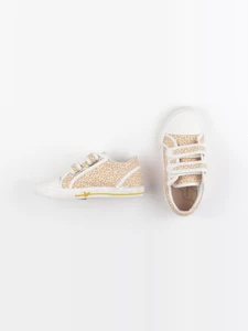 Vertbaudet - tennis à scratch/ lacets blanc, jaune - pointure 28