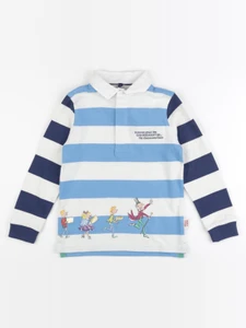 Marks & Spencer  - polo imprimé au dos coton bleu, blanc - 5/6 ans