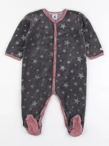 Petit Bateau - pyjama velours gris - 12 mois