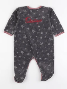 Petit Bateau - pyjama velours gris - 12 mois