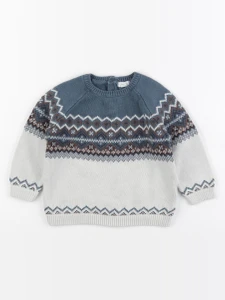 Vertbaudet - pull bleu, blanc - 2 ans