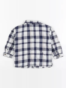 H&M - chemise bleu, blanc - 12 mois