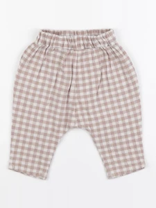 Vertbaudet - pantalon blanc, marron - 6 mois