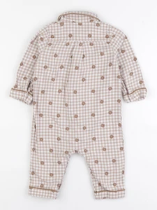 Vertbaudet - pyjama coton blanc, marron - 12 mois