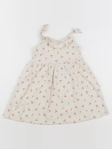 Vertbaudet - robe beige, rouge - 3 ans