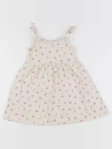 Vertbaudet - robe beige, rouge - 3 ans