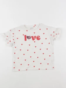 Vertbaudet - tee-shirt beige, rouge - 4 ans