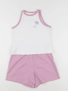 Vertbaudet - pyjama coton violet, blanc - 12 ans