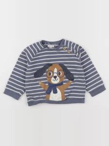 Vertbaudet - sweat bleu, beige - 18 mois