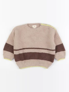 7 AM - pull marron, beige - 2/3 ans