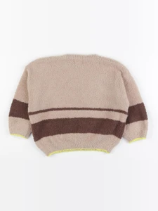 7 AM - pull marron, beige - 2/3 ans