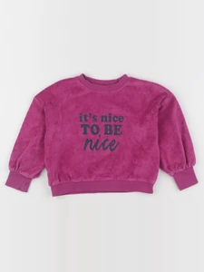 Vertbaudet - sweat velours rose - 4 ans