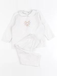 Vertbaudet - pyjama coton blanc - 24 mois