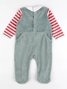 Vertbaudet - pyjama velours vert, rouge - 12 mois