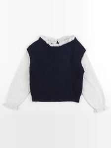 Okaidi - pull blanc, bleu - 6 ans