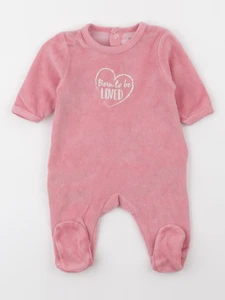 Vertbaudet - pyjama velours rose - 1 mois
