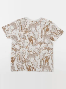 Vertbaudet - tee-shirt blanc, marron - 6 ans