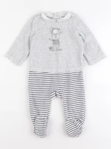 Tape à l'oeil - pyjama velours gris - 9 mois