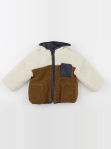 Vertbaudet - doudoune réversible bleu, beige - 12/18 mois