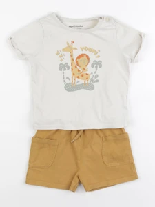 Vertbaudet - pyjama coton blanc, jaune - 3 ans