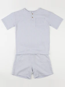 H&M - pyjama coton blanc, bleu - 6/7 ans