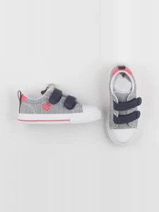 Vertbaudet - tennis à scratch/ lacets blanc, bleu - pointure 28