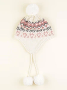 Vertbaudet - bonnet rose, beige - 4/6 ans