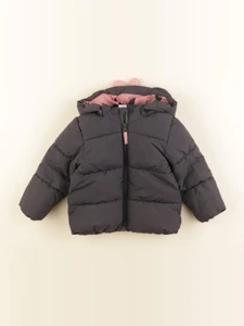 H&M - doudoune gris, rose - 12/18 mois