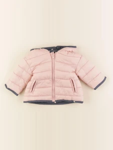 Vertbaudet - doudoune gris, rose - 6 mois