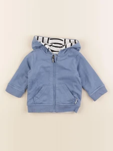 Vertbaudet - sweat réversible bleu, blanc - 3 mois