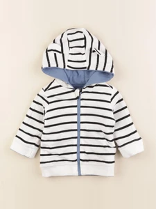 Vertbaudet - sweat réversible bleu, blanc - 3 mois