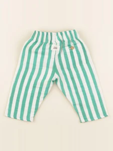 Studio Boheme - Pantalon Cousin Rayures vert - 6 mois