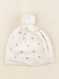 Jacadi - bonnet blanc, or - 10/12 ans