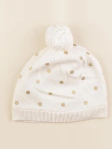 Jacadi - bonnet blanc, or - 10/12 ans