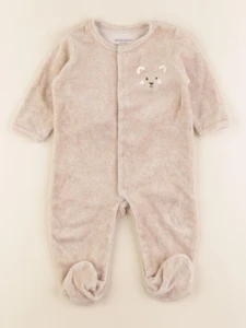 Vertbaudet - pyjama velours beige - 6 mois