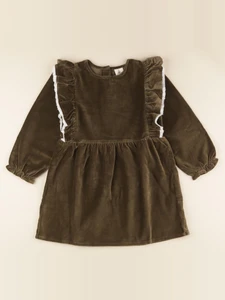 Lililotte - robe Aliénor velours kaki - 10 ans