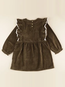 Lililotte - robe Aliénor velours kaki - 10 ans
