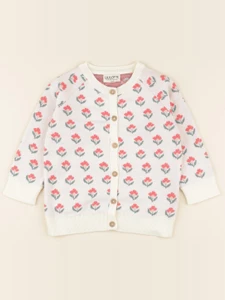 Lililotte - gilet Victoire jacquard fleuri - 3/6 mois