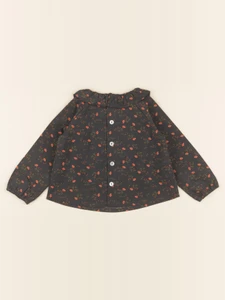 Lililotte - blouse Charlotte grise imprimé fleuri - 24 mois