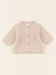 Lililotte - gilet Victoire poudré - 3/6 mois