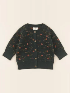 Lililotte - gilet Vicoire jacquard vert - 3/6 mois